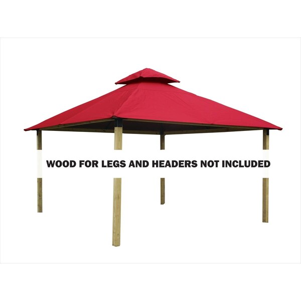 Acacia 14 sq. ft. Gazebo Roof Framing & Mounting Kit with Red Sundura Canopy AGK14-SD RED - main
